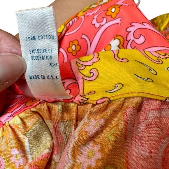 Vintage 1960s Beverly Vogue Wrap Tie Maxi Skirt Mod Orange Paisley Women’s Large - Picture 4 of 4